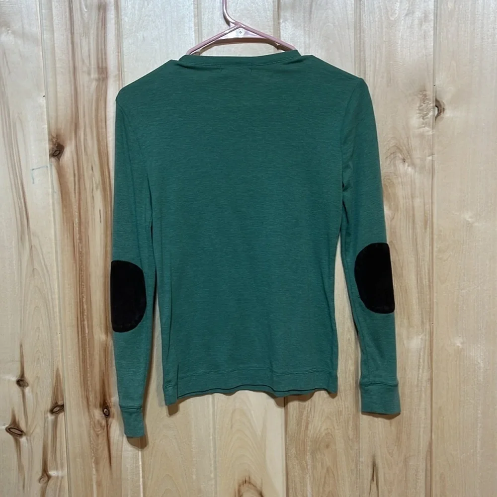 Lauren Ralph‎ Lauren Green Zip Shoulder Long Sleeve Top Size S